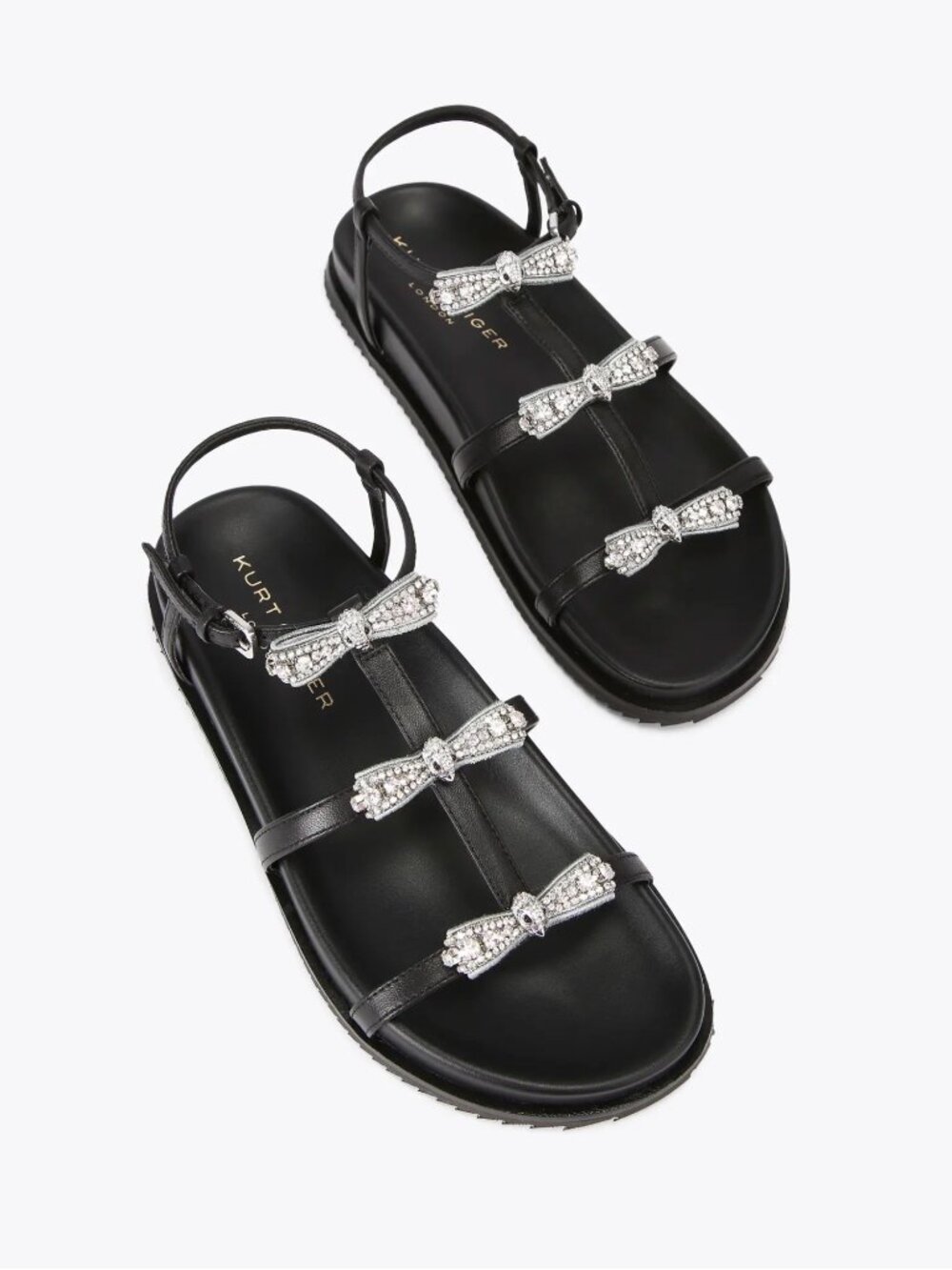 KURT GEIGER Pierra Sandal Black Bow Crystals EUC $235 Sz 36